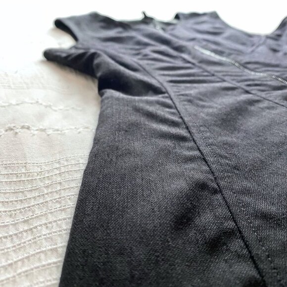 THEORY BLACK SILK BONBI FRONT ZIP SLEEVELESS A-LINE FIT & FLARE DRESS - 8 - Picture 8 of 10